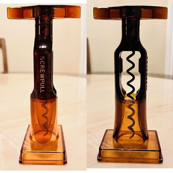 VTG The Wonderful Screwpull Amber Acrylic Cork Remover Screw England Mid Century - Picture 1 of 10